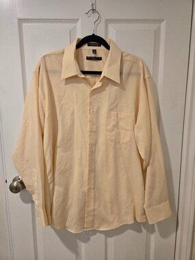 NWT Geoffrey Beene Wrinkle Free Dress Shirt Yellow Button Down XXL 18 34/35